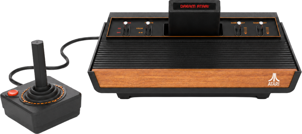 An Atari 2600 console with a joystick controller